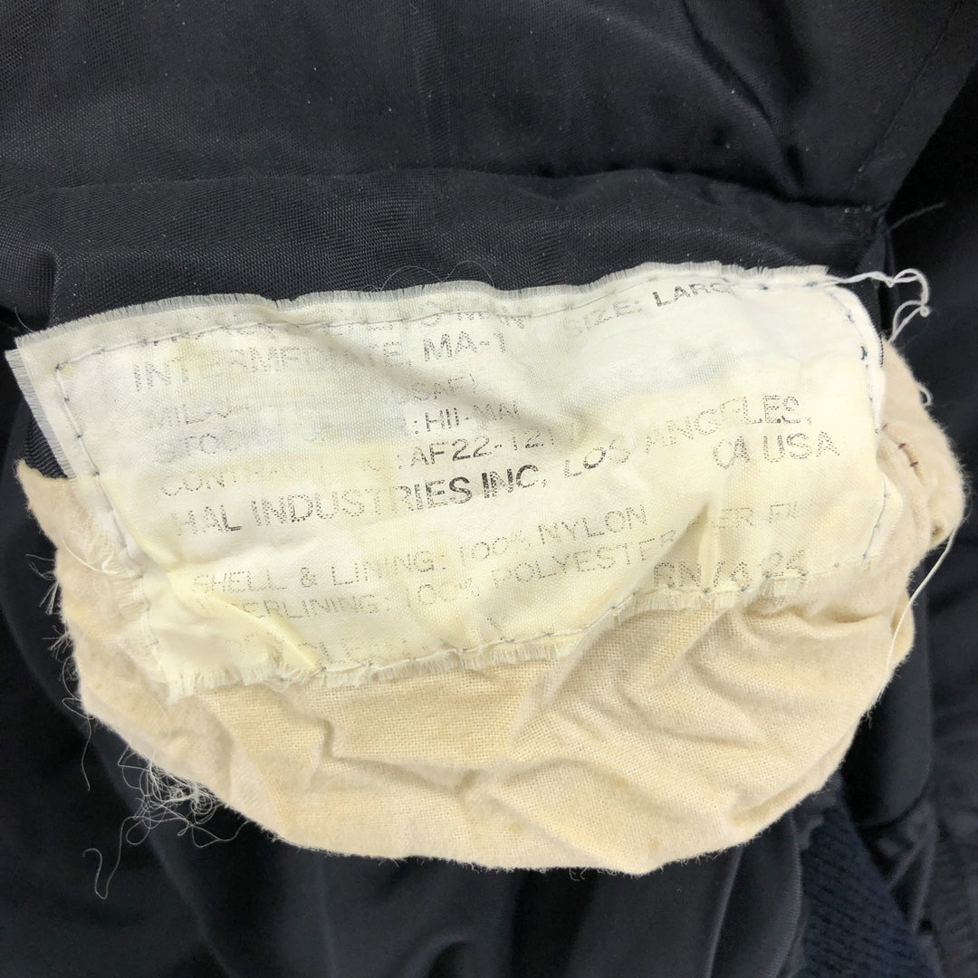 HAL MA-1 Type Padded Military Flight Jacket, Men's Size L Nylon black type Vintage Second Hand