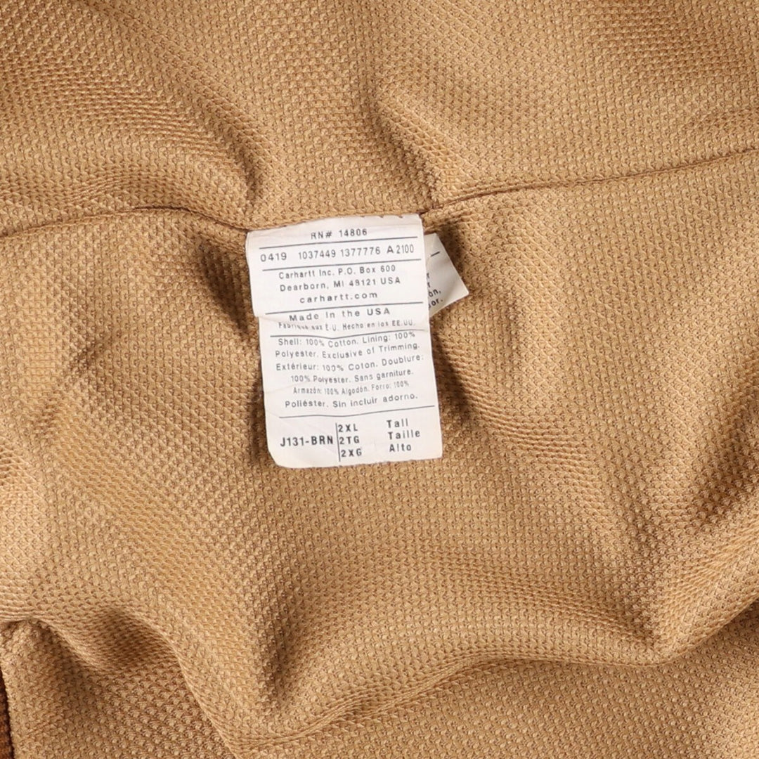 Carhartt Active Jacket Duck Full Zip Parka Made in USA Men's XXL cotton ocher yellow type Vintage Second Hand
