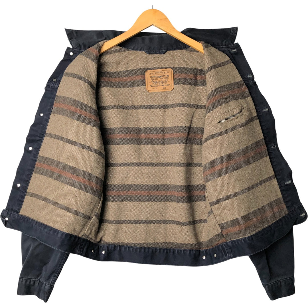 90'S Levi's Trucker Jacket, Cotton Twill, Men's Size L, Vintage cotton navy blue type Vintage Second Hand