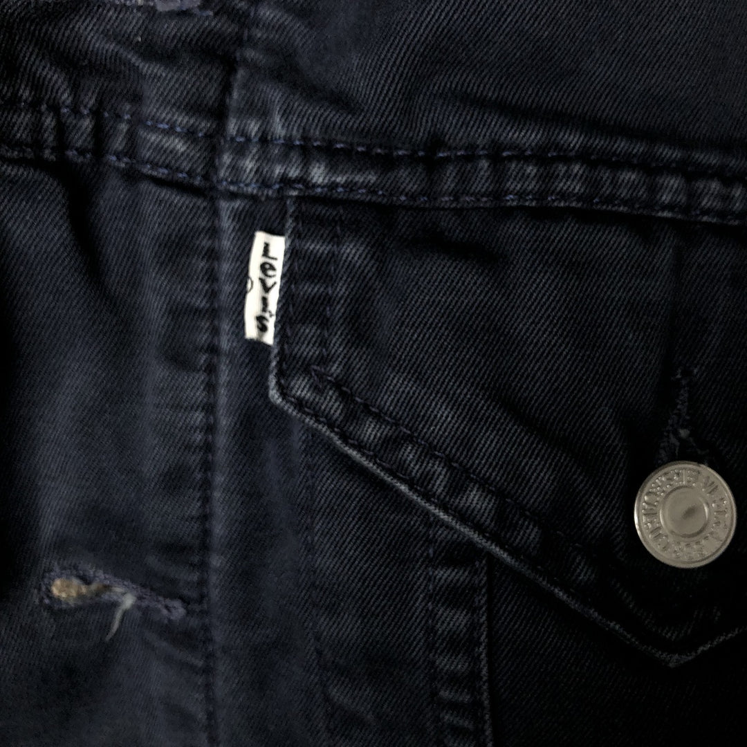90'S Levi's Trucker Jacket, Cotton Twill, Men's Size L, Vintage cotton navy blue type Vintage Second Hand