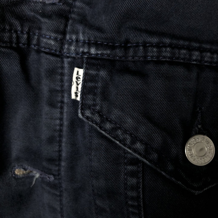 90'S Levi's Trucker Jacket, Cotton Twill, Men's Size L, Vintage cotton navy blue type Vintage Second Hand