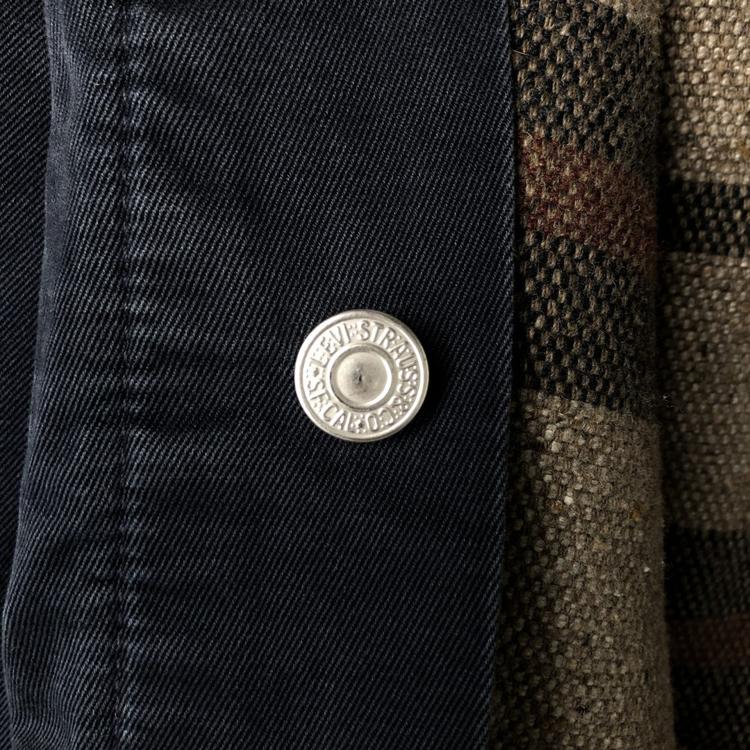 90'S Levi's Trucker Jacket, Cotton Twill, Men's Size L, Vintage cotton navy blue type Vintage Second Hand