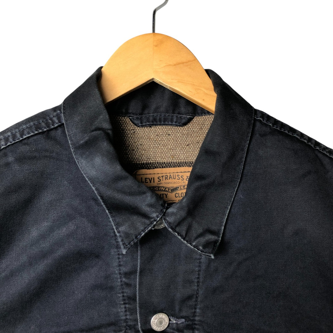 90'S Levi's Trucker Jacket, Cotton Twill, Men's Size L, Vintage cotton navy blue type Vintage Second Hand
