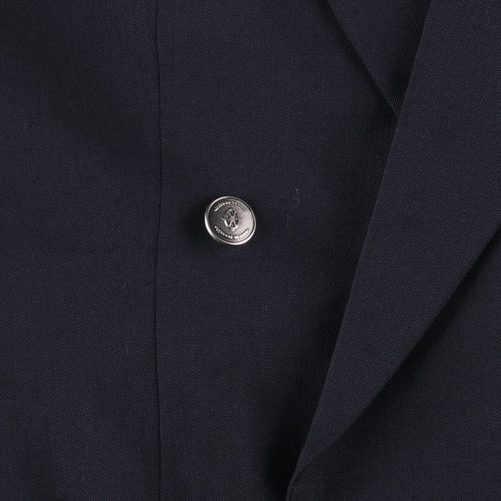Cecil Gee Peak Lapel Double-Breasted Wool Tailored Jacket, Men's Size Medium polyester navy blue type Vintage Second Hand