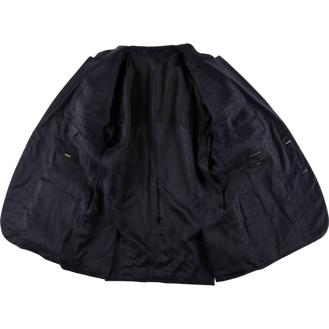 Hugo Boss wool tailored jacket, men's size L wool navy blue type Vintage Second Hand
