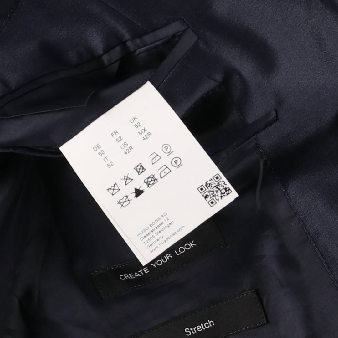 Hugo Boss wool tailored jacket, men's size L wool navy blue type Vintage Second Hand