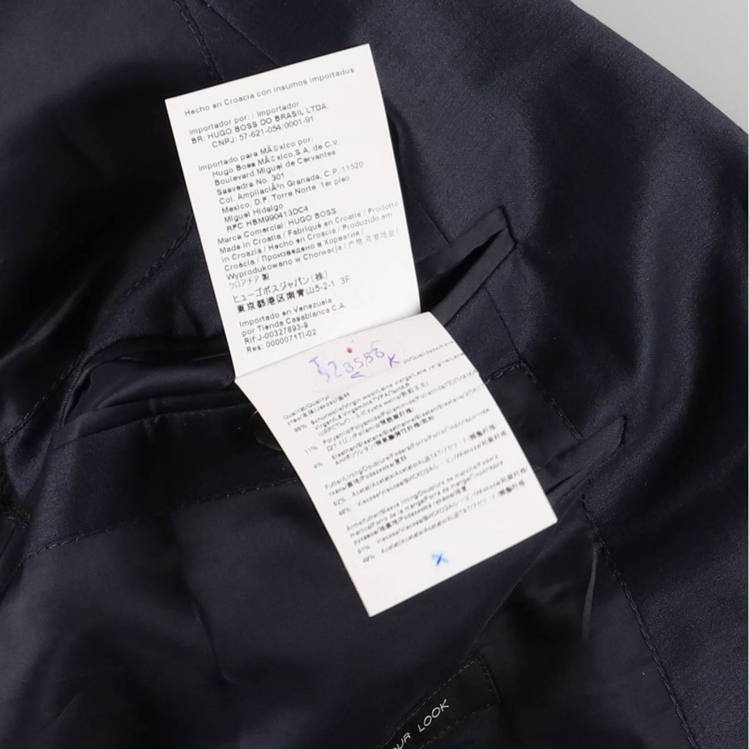 Hugo Boss wool tailored jacket, men's size L wool navy blue type Vintage Second Hand