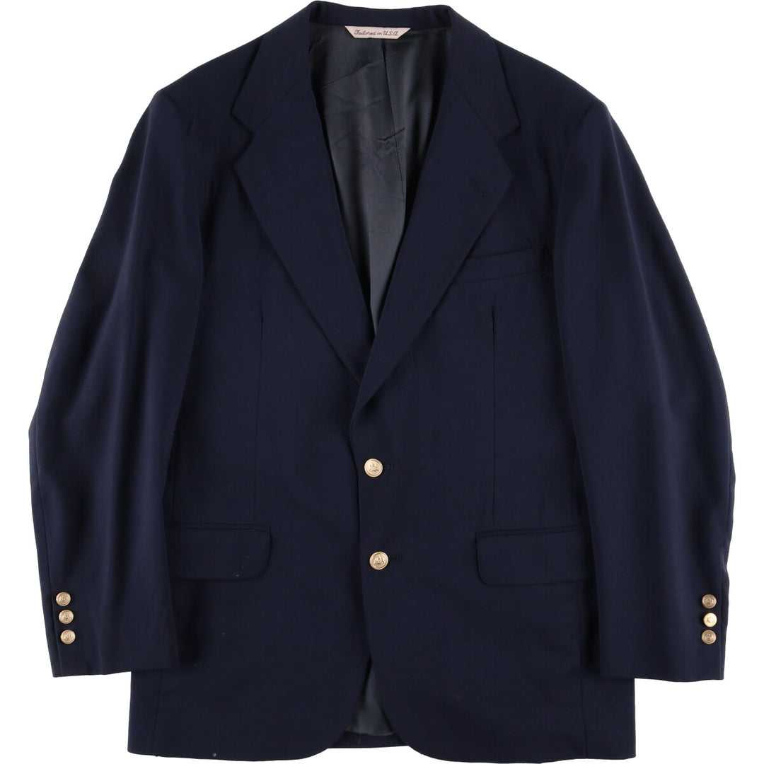 Stafford Navy Blazer, Tailored Jacket, Made in USA, Men's Size L wool navy blue type Vintage Second Hand