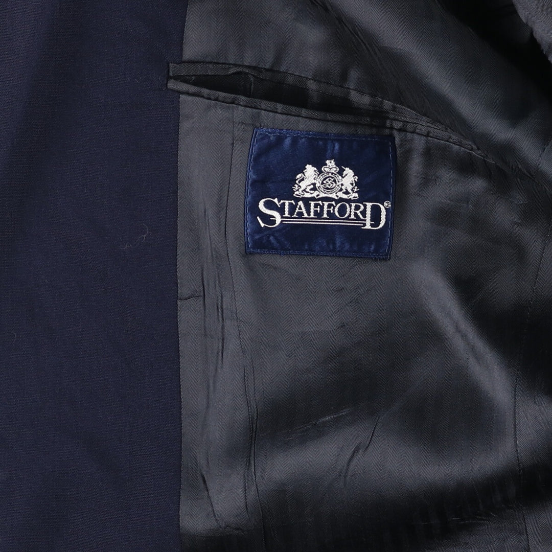 Stafford Navy Blazer, Tailored Jacket, Made in USA, Men's Size L wool navy blue type Vintage Second Hand