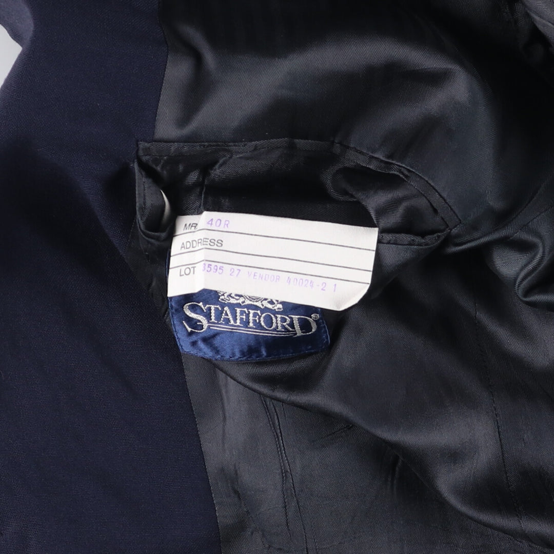 Stafford Navy Blazer, Tailored Jacket, Made in USA, Men's Size L wool navy blue type Vintage Second Hand