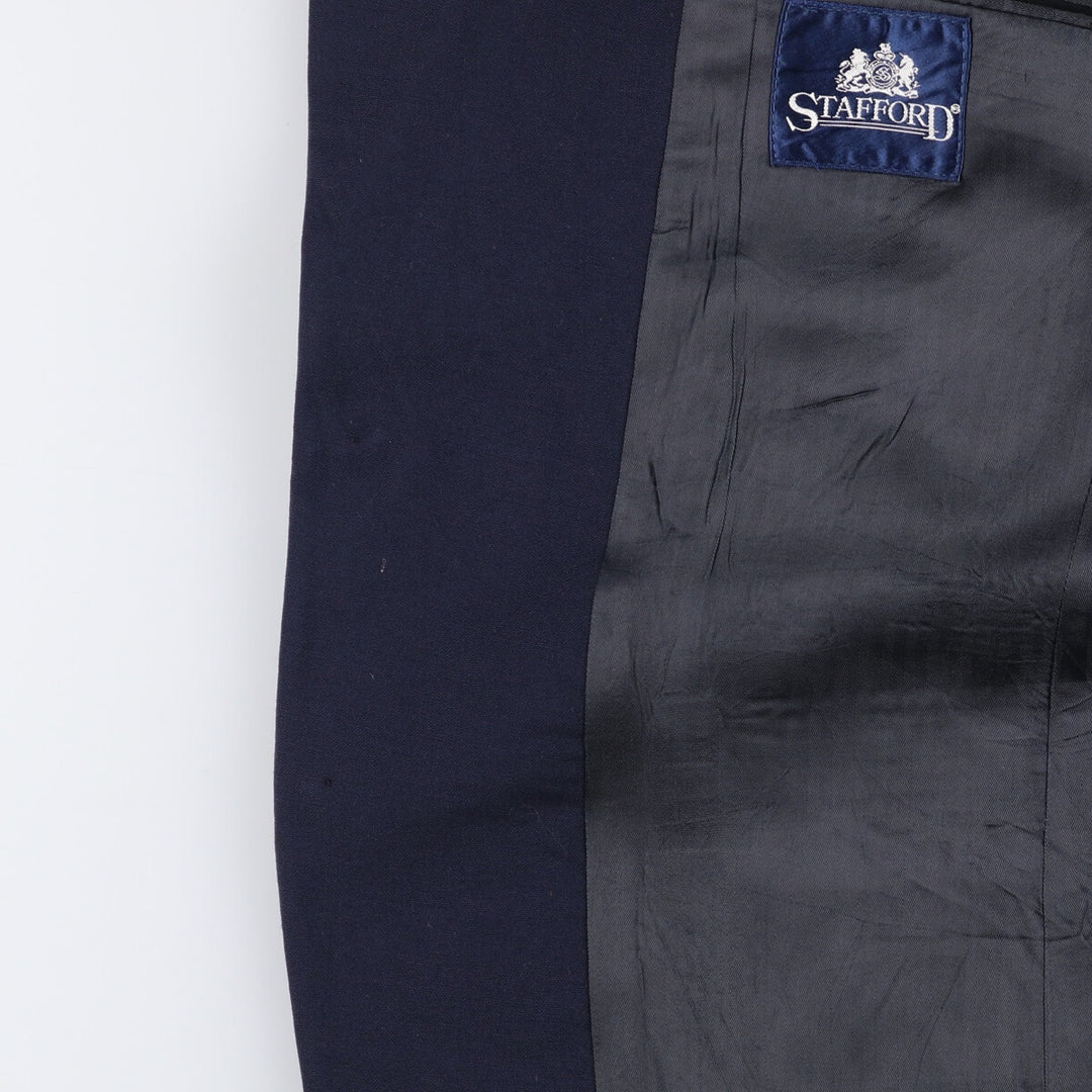 Stafford Navy Blazer, Tailored Jacket, Made in USA, Men's Size L wool navy blue type Vintage Second Hand