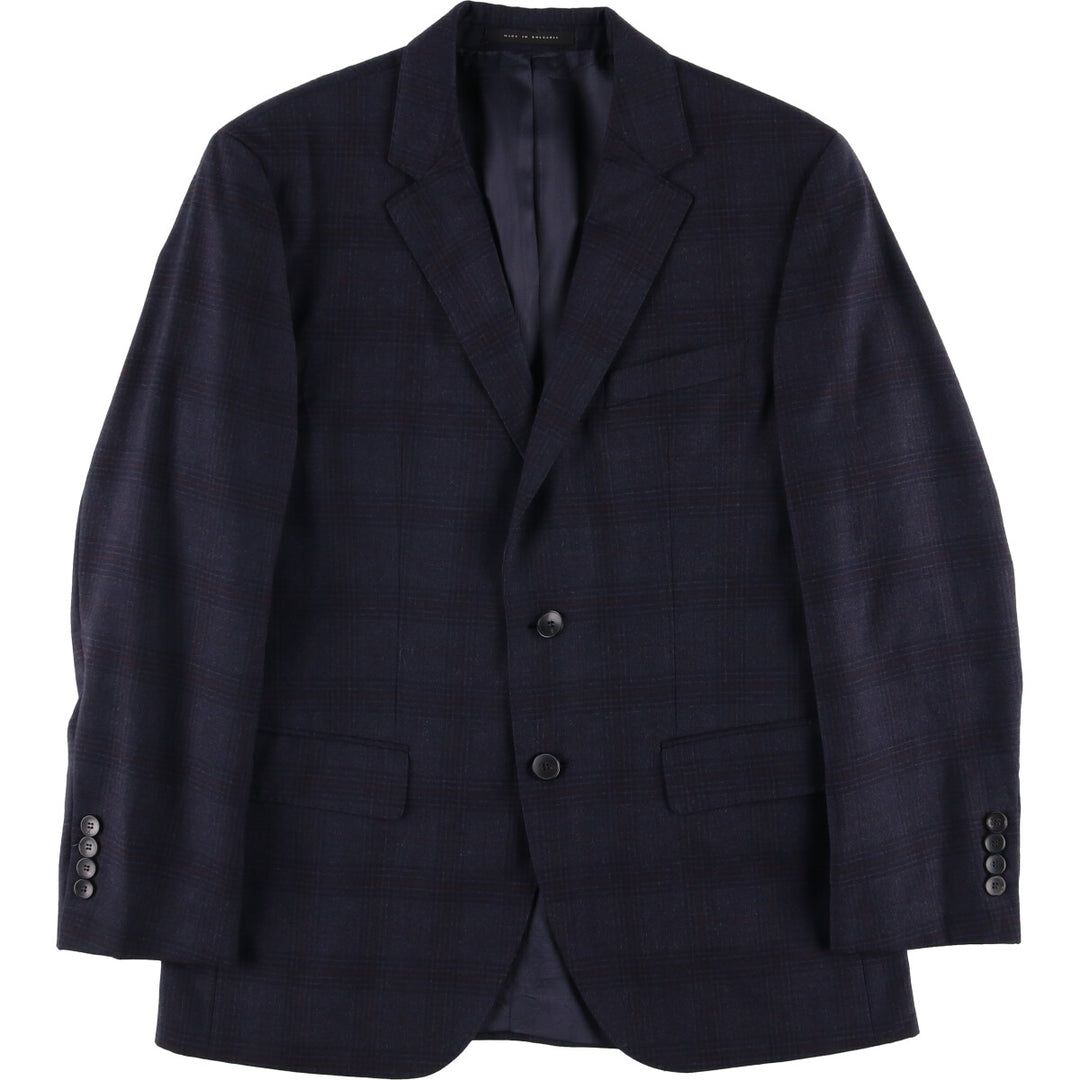 Hugo Boss Check Pattern Wool Tailored Jacket, Men's Size Small wool navy blue type Vintage Second Hand