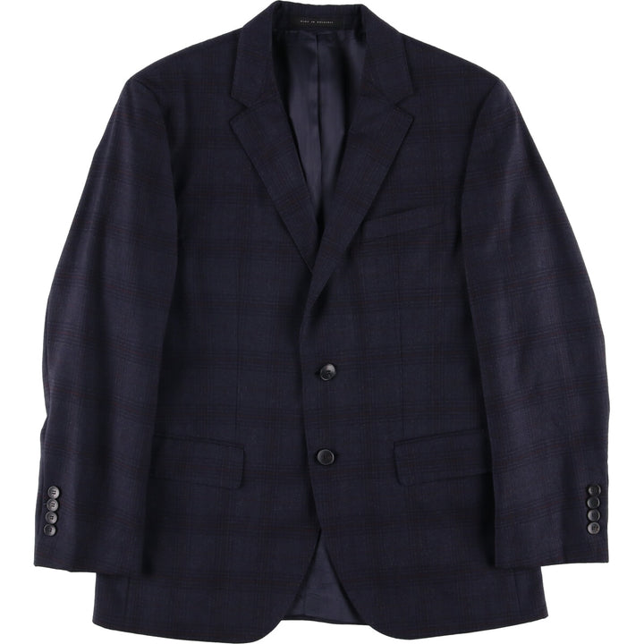 Hugo Boss Check Pattern Wool Tailored Jacket, Men's Size Small wool navy blue type Vintage Second Hand