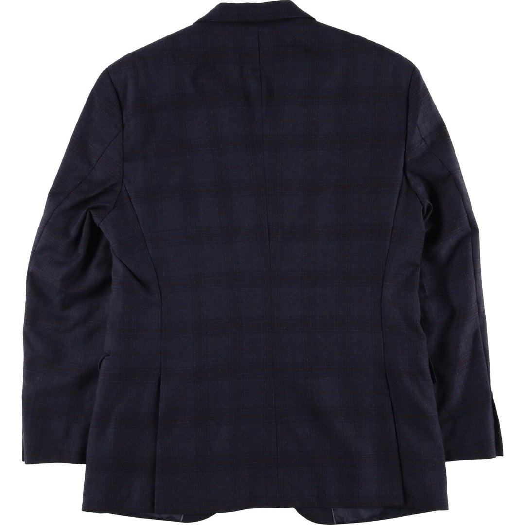 Hugo Boss Check Pattern Wool Tailored Jacket, Men's Size Small wool navy blue type Vintage Second Hand