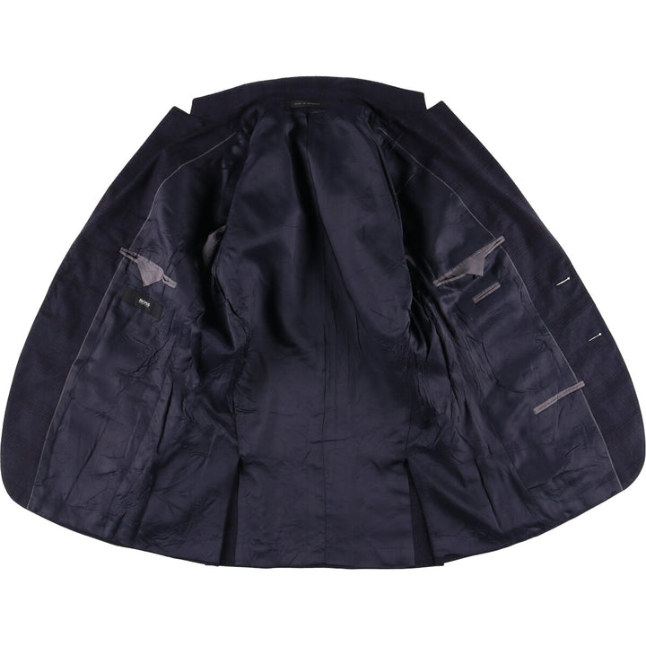 Hugo Boss Check Pattern Wool Tailored Jacket, Men's Size Small wool navy blue type Vintage Second Hand