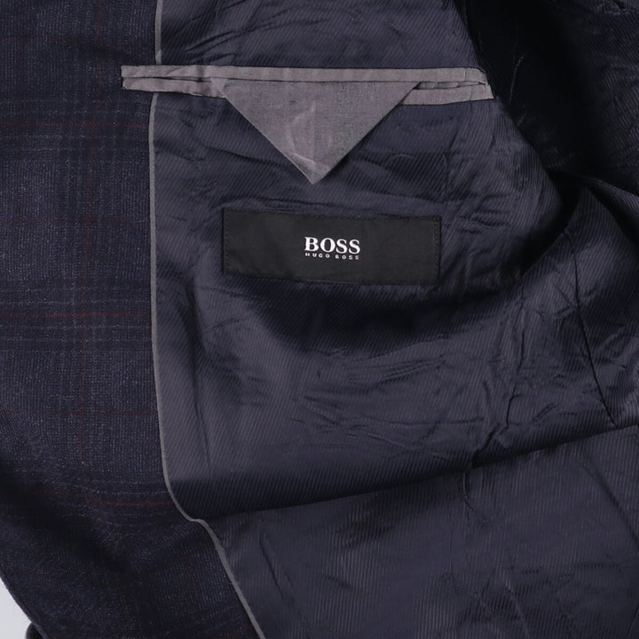 Hugo Boss Check Pattern Wool Tailored Jacket, Men's Size Small wool navy blue type Vintage Second Hand