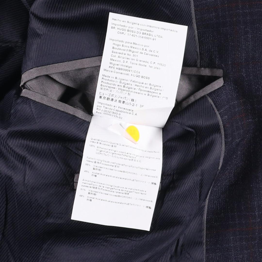 Hugo Boss Check Pattern Wool Tailored Jacket, Men's Size Small wool navy blue type Vintage Second Hand