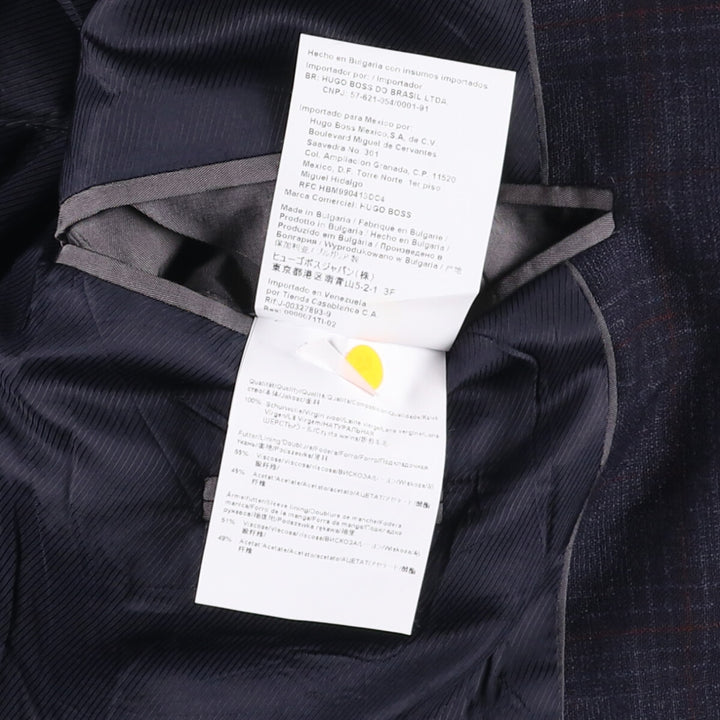 Hugo Boss Check Pattern Wool Tailored Jacket, Men's Size Small wool navy blue type Vintage Second Hand