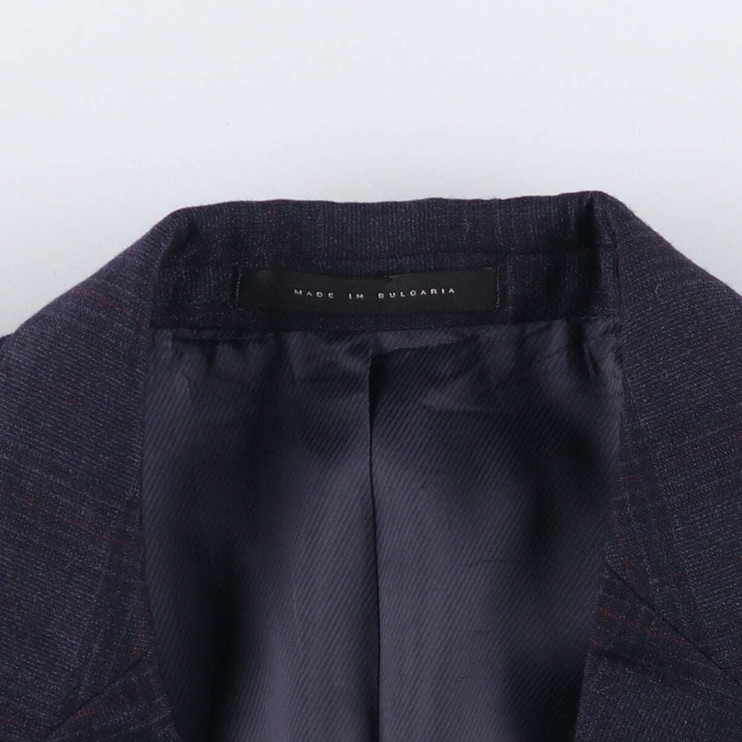 Hugo Boss Check Pattern Wool Tailored Jacket, Men's Size Small wool navy blue type Vintage Second Hand