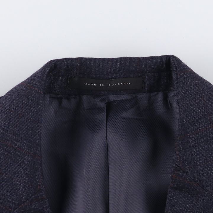 Hugo Boss Check Pattern Wool Tailored Jacket, Men's Size Small wool navy blue type Vintage Second Hand