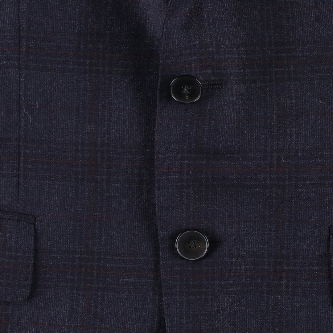 Hugo Boss Check Pattern Wool Tailored Jacket, Men's Size Small wool navy blue type Vintage Second Hand