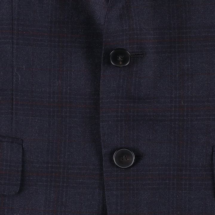 Hugo Boss Check Pattern Wool Tailored Jacket, Men's Size Small wool navy blue type Vintage Second Hand