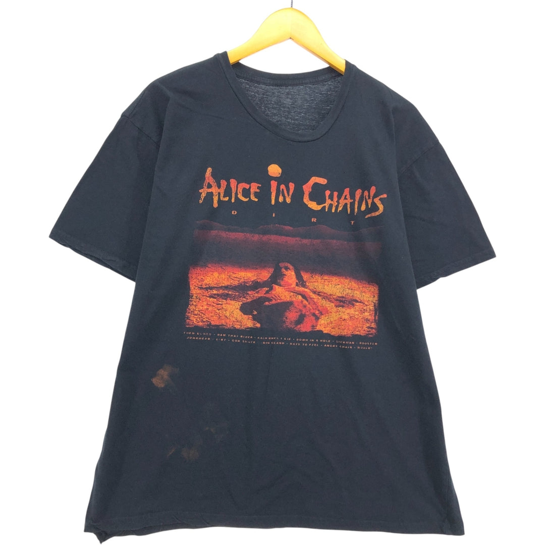ALICE IN CHAINS band T-shirt, men's size XL unclear black type Vintage Second Hand