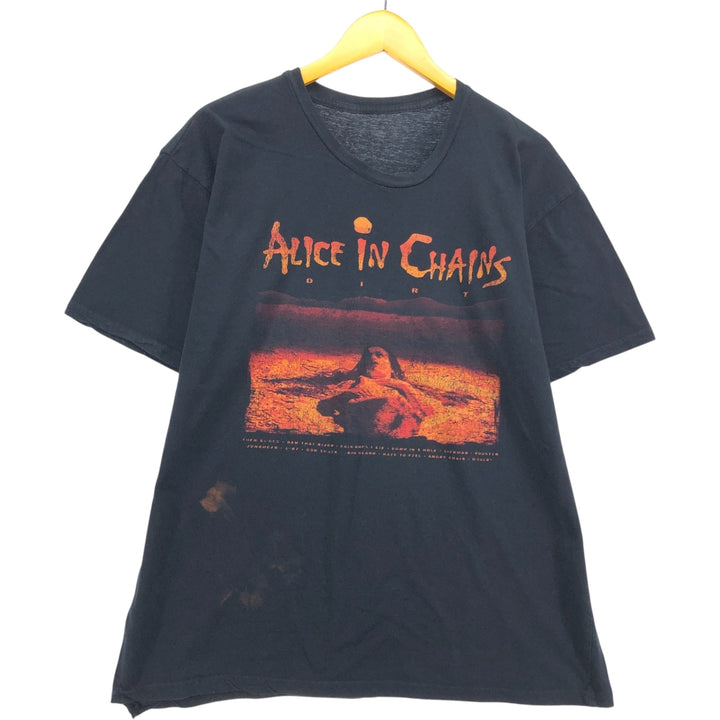 ALICE IN CHAINS band T-shirt, men's size XL unclear black type Vintage Second Hand