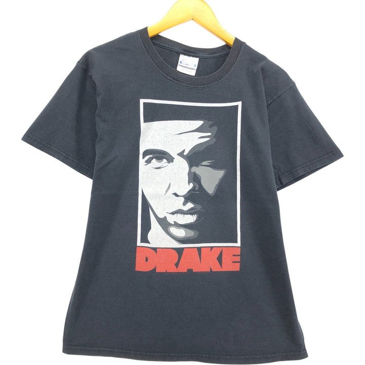 Hanes DRAKE Rap T-shirt, Men's M size cotton black type Vintage Second Hand