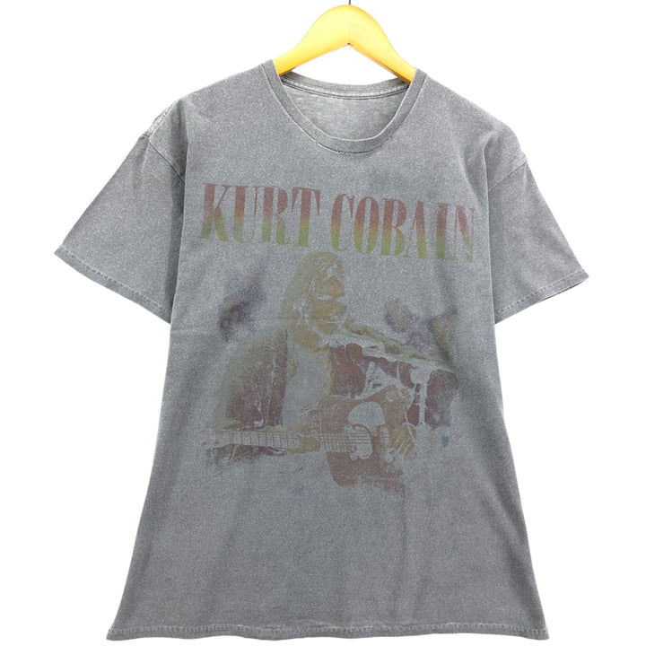 KURT COBAIN band T-shirt, men's size L cotton gray type Vintage Second Hand