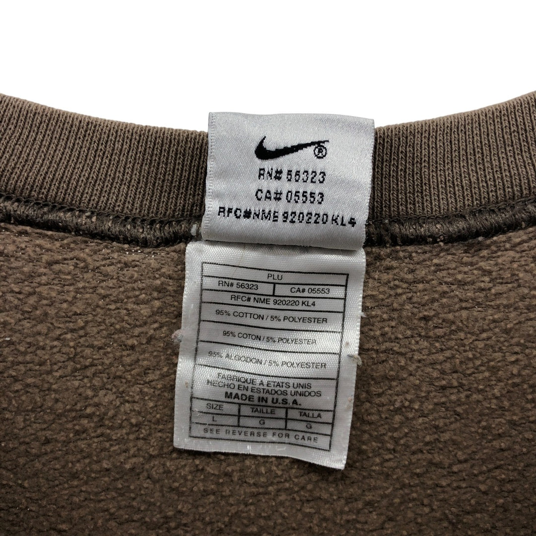 Vintage 90'S Nike painted logo sweatshirt, USA made, men's size L. cotton beige type brown Vintage Second Hand