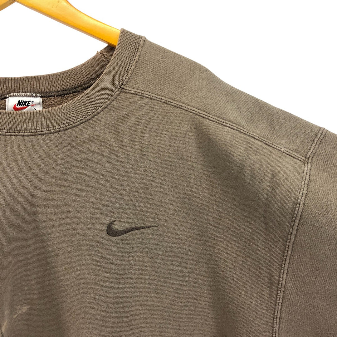 Vintage 90'S Nike painted logo sweatshirt, USA made, men's size L. cotton beige type brown Vintage Second Hand