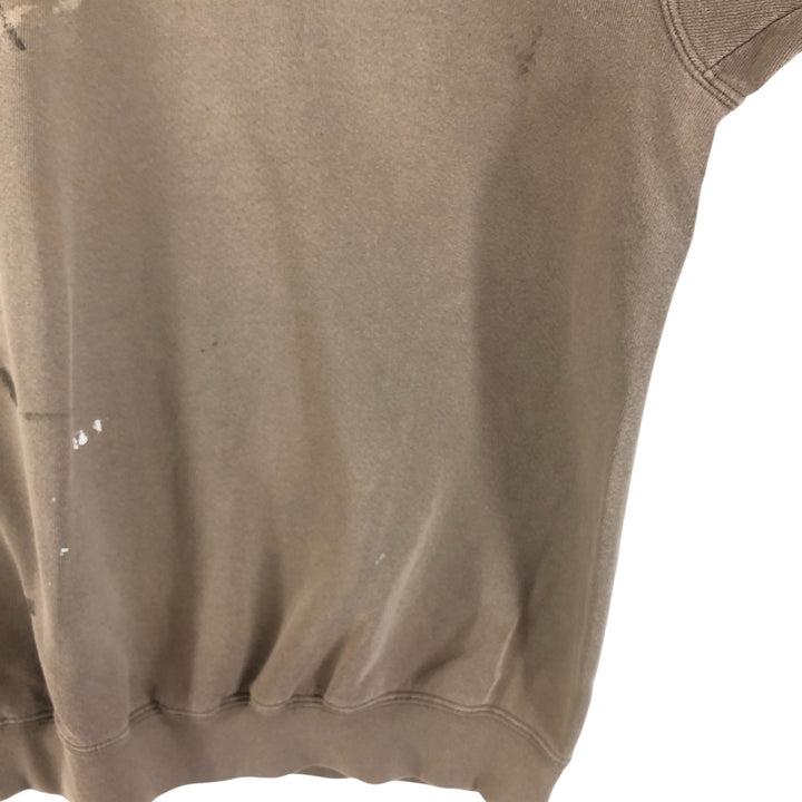 Vintage 90'S Nike painted logo sweatshirt, USA made, men's size L. cotton beige type brown Vintage Second Hand