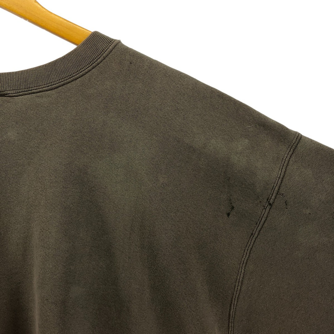 Vintage 90'S Nike painted logo sweatshirt, USA made, men's size L. cotton beige type brown Vintage Second Hand