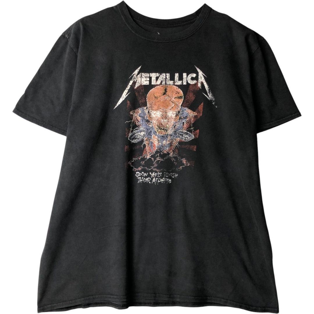 Metallica Skull Pattern Band T-shirt Band Tee Men's XL size unclear black type Vintage Second Hand