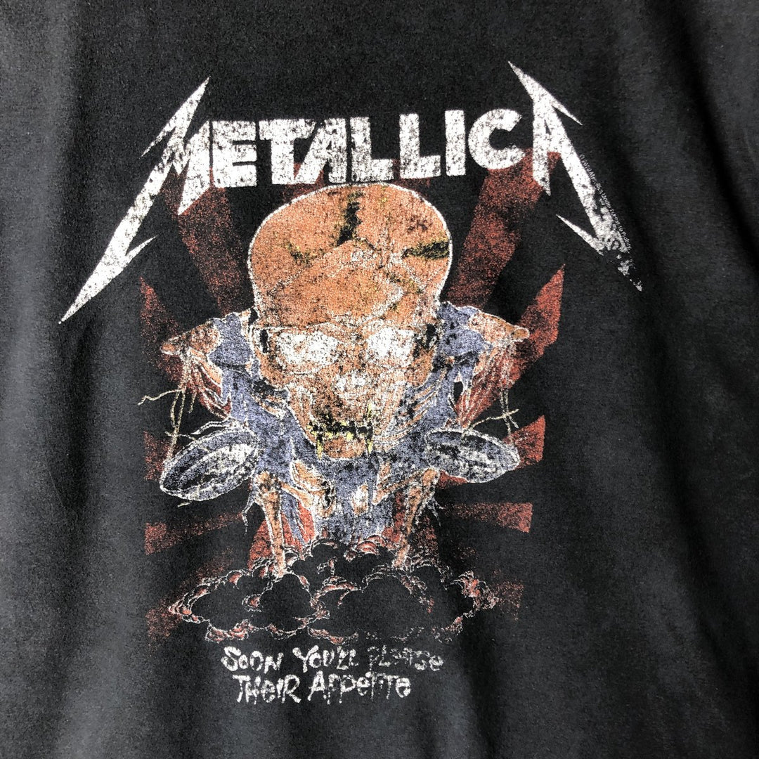 Metallica Skull Pattern Band T-shirt Band Tee Men's XL size unclear black type Vintage Second Hand