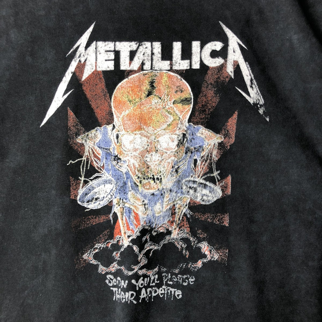 Metallica Skull Pattern Band T-Shirt, Men's Size L unclear black type Vintage Second Hand