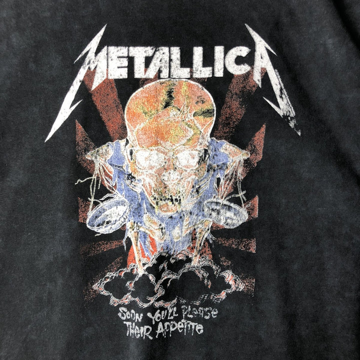 Metallica Skull Pattern Band T-Shirt, Men's Size L unclear black type Vintage Second Hand
