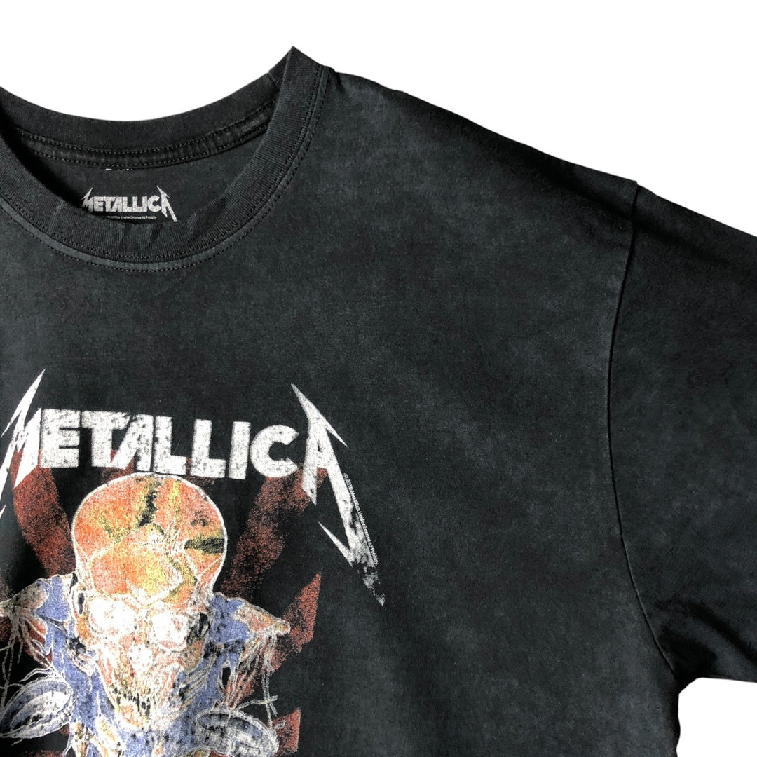 Metallica Skull Pattern Band T-Shirt, Men's Size L unclear black type Vintage Second Hand