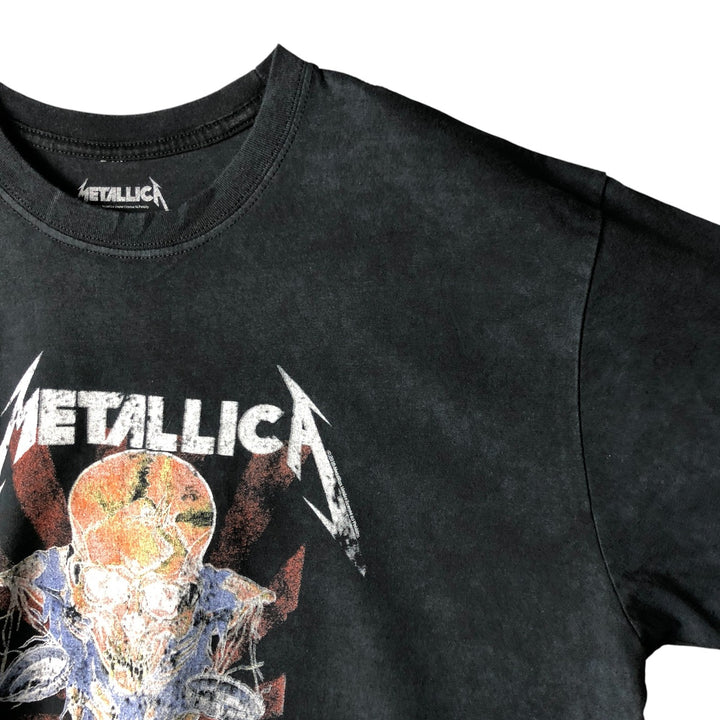 Metallica Skull Pattern Band T-Shirt, Men's Size L unclear black type Vintage Second Hand