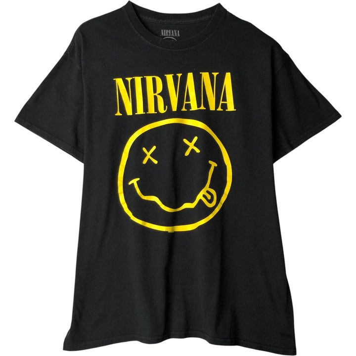 NIRVANA Nirvana Band T-shirt, Band T, Men's L size cotton black type Vintage Second Hand