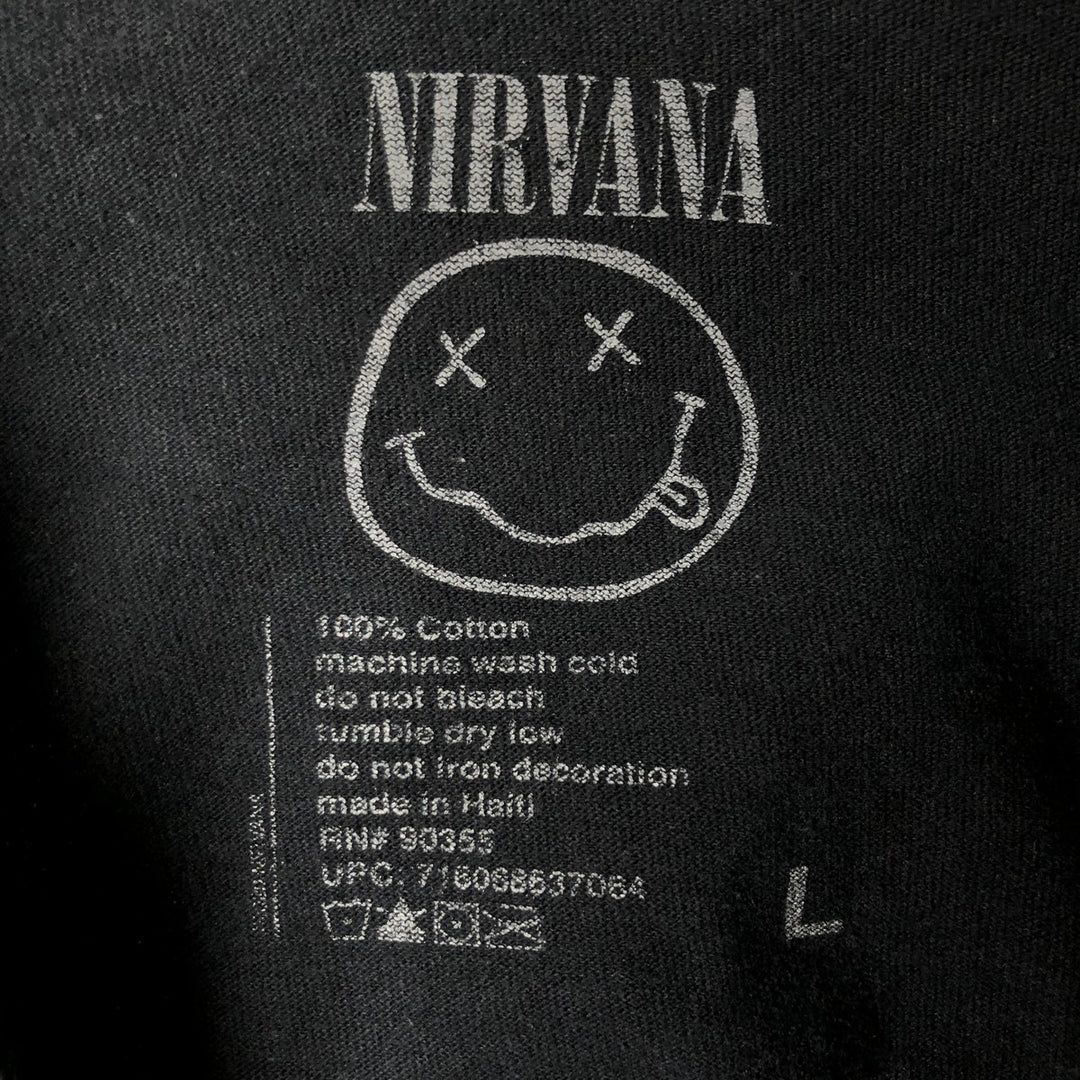 NIRVANA Nirvana Band T-shirt, Band T, Men's L size cotton black type Vintage Second Hand