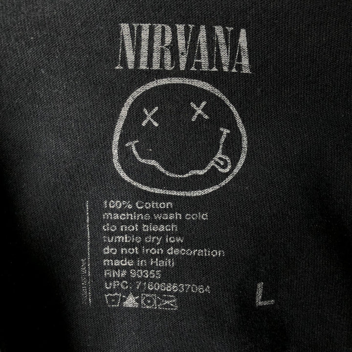 NIRVANA Nirvana Band T-shirt, Band T, Men's L size cotton black type Vintage Second Hand