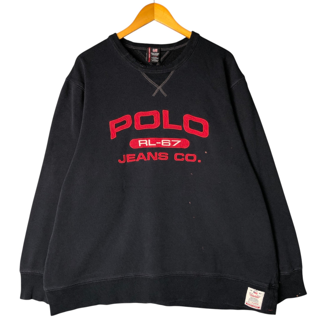 Ralph Lauren POLO JEANS COMPANY Logo sweatshirt, men's XL size cotton black type Vintage Second Hand