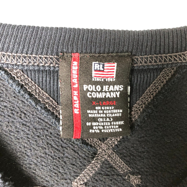 Ralph Lauren POLO JEANS COMPANY Logo sweatshirt, men's XL size cotton black type Vintage Second Hand