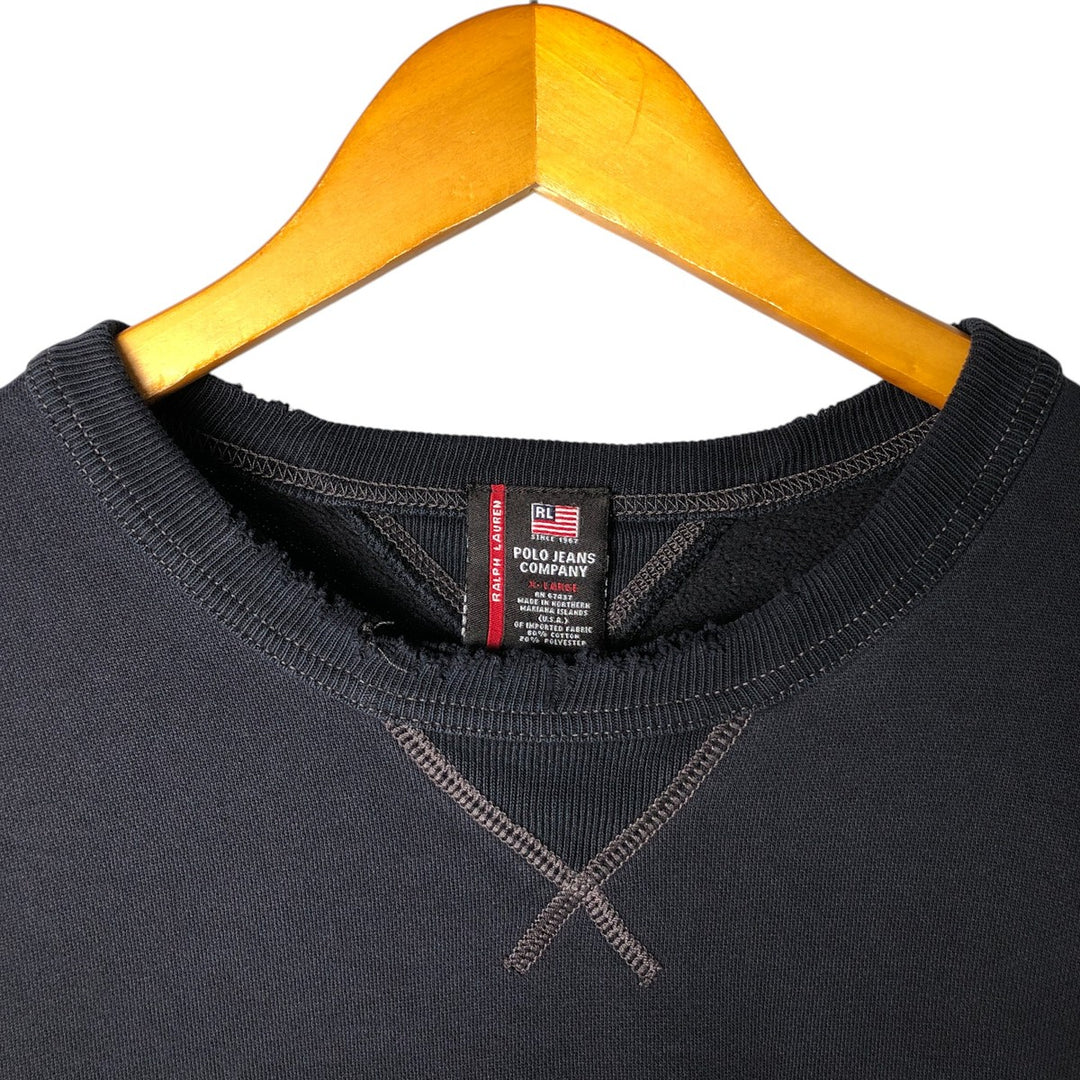 Ralph Lauren POLO JEANS COMPANY Logo sweatshirt, men's XL size cotton black type Vintage Second Hand