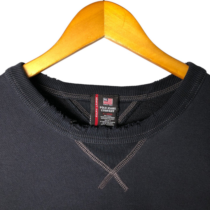 Ralph Lauren POLO JEANS COMPANY Logo sweatshirt, men's XL size cotton black type Vintage Second Hand