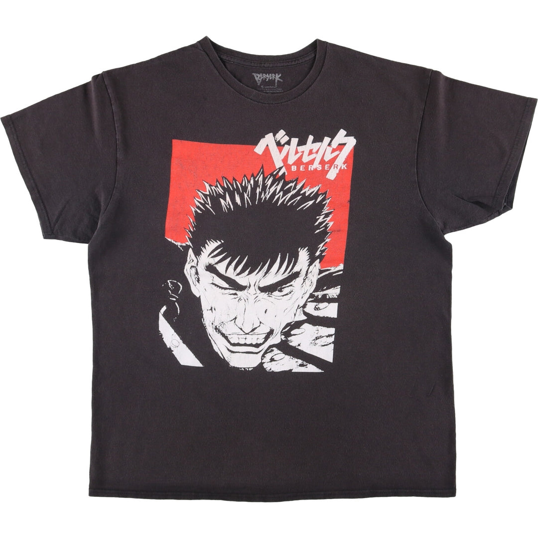 BERSERK Anime Character Print T-shirt, Men's Size L cotton black type Vintage Second Hand