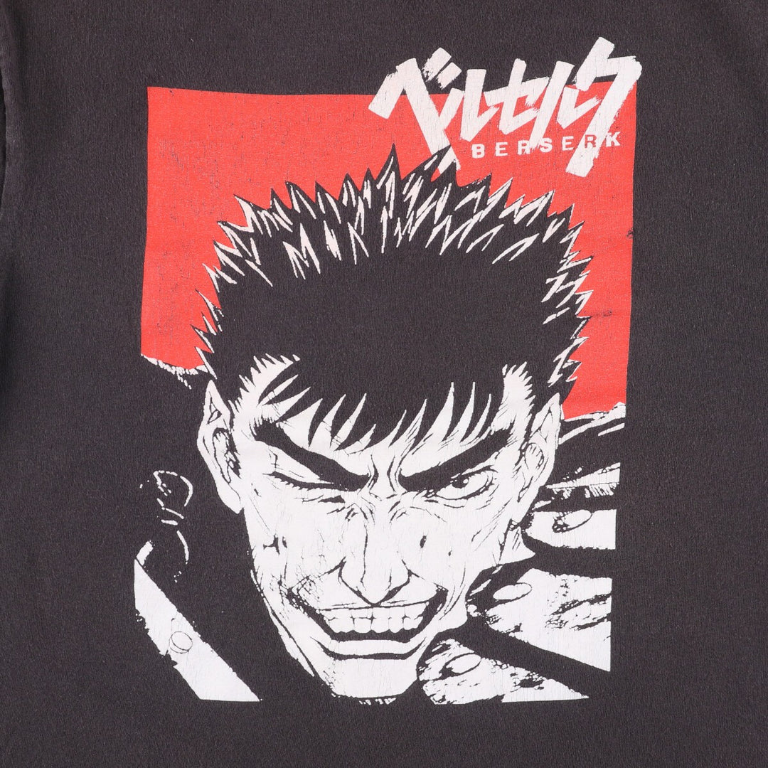 BERSERK Anime Character Print T-shirt, Men's Size L cotton black type Vintage Second Hand