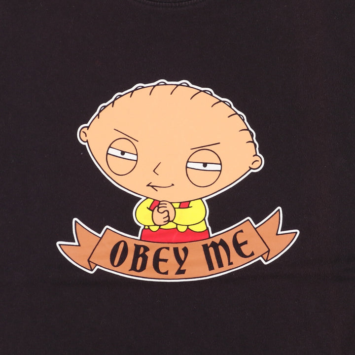 00'S FAMILY GUY Anime Character Print T-Shirt, Men's Size Medium cotton black type Vintage Second Hand